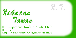 niketas tamas business card